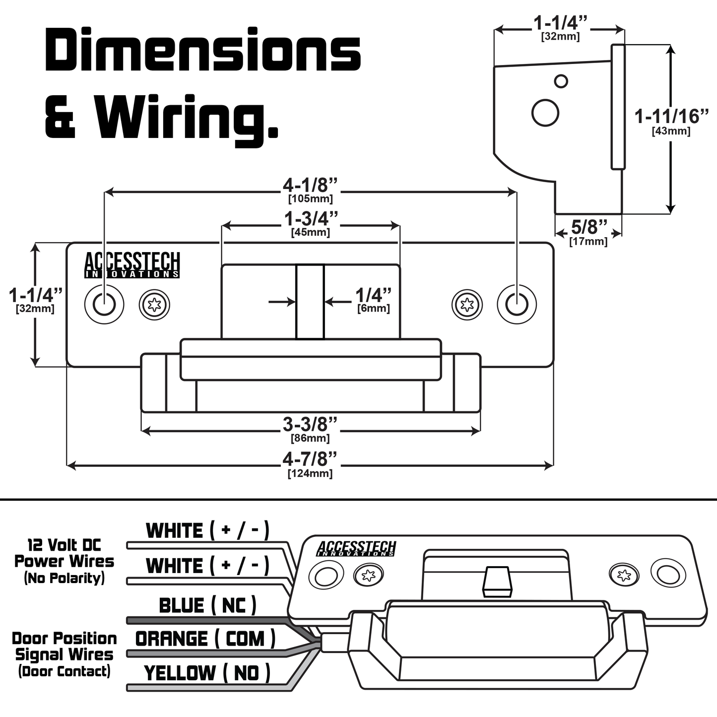 Electric Door Strike with Door Position Switch | 12VDC