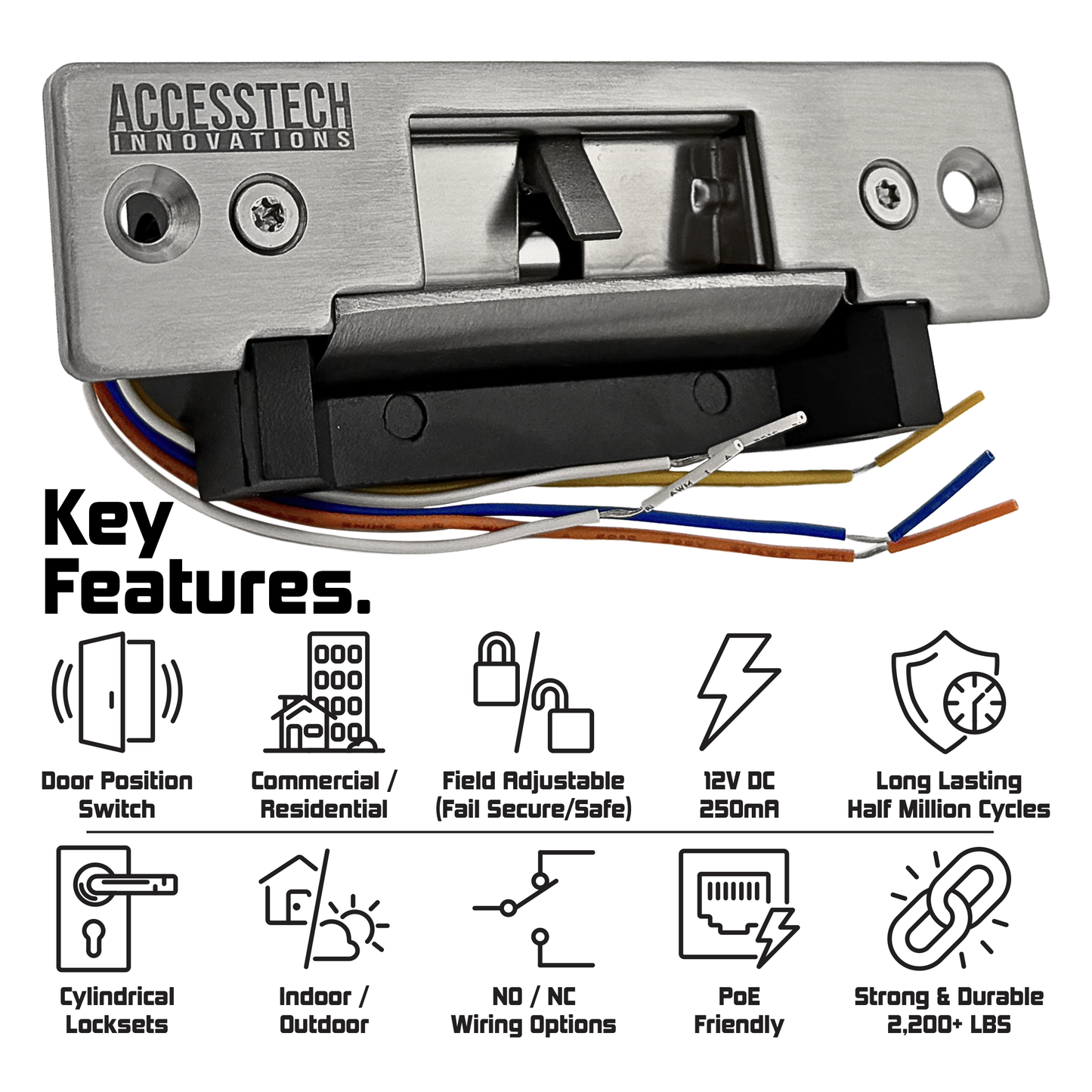 Electric Door Strike with Door Position Switch | 12VDC